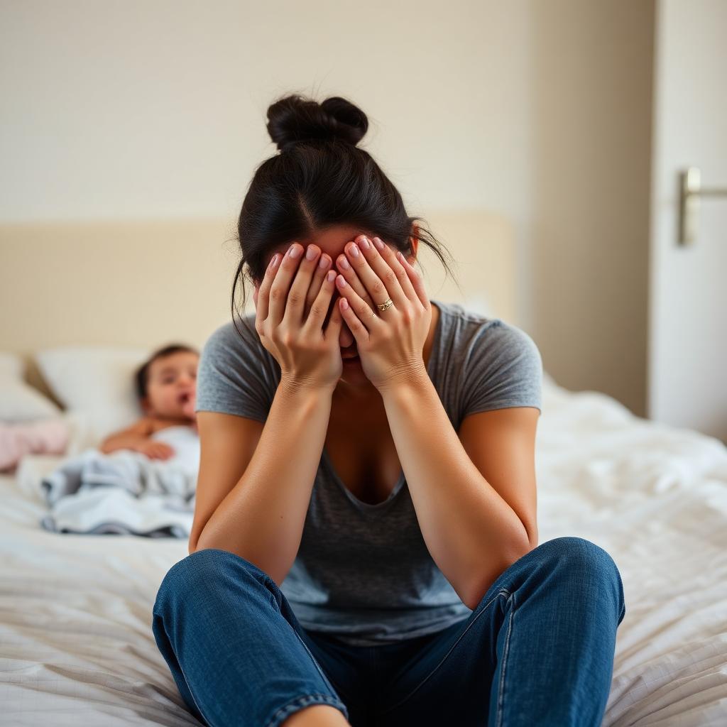 Mamá agotada por las noches sin dormir
