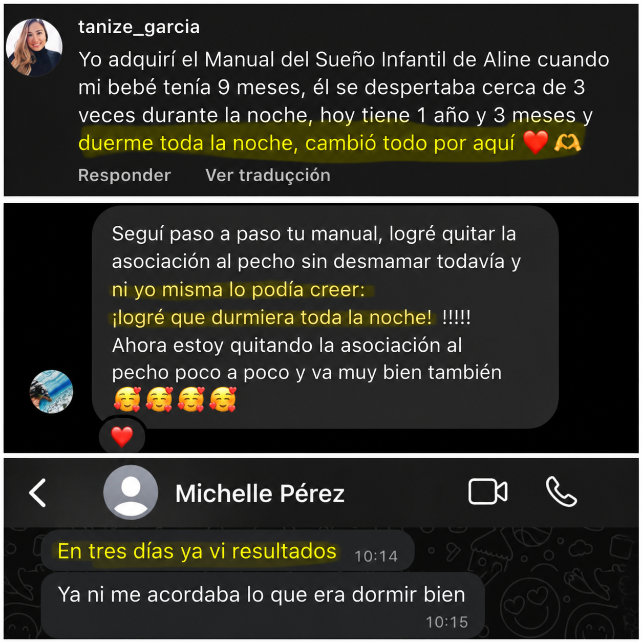 Reseña de WhatsApp de mamá feliz con el Manual